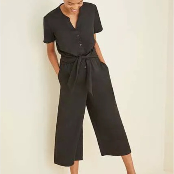 Amour Vert Bijou Jumpsuit 100% Tencel Black Women's Small New